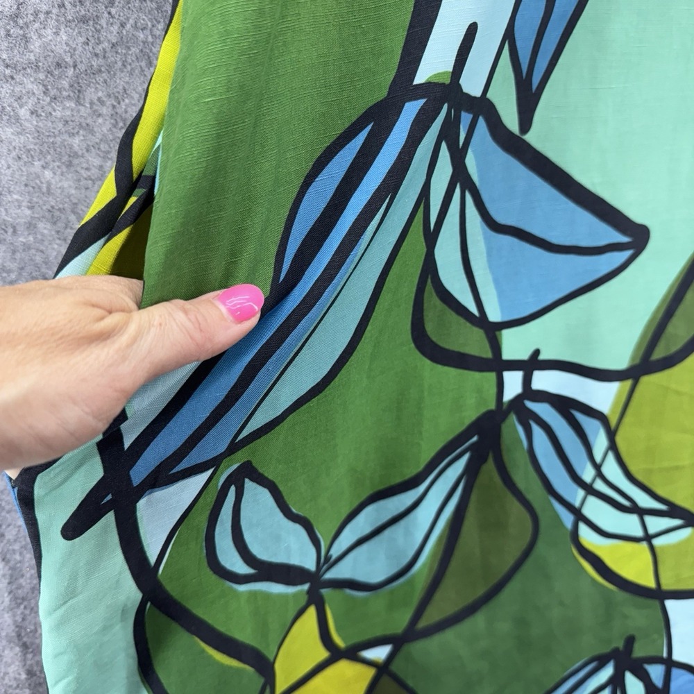Lesley Evers Womens Gigi Green Pears Linen Dress Size 2X Linen Blend Artsy Boho - Picture 8 of 12